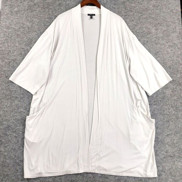 Eileen Fisher Women 3X Cover-Up Lyocell Open Front Cardigan Sweater Lagenlook - Picture 1 of 10